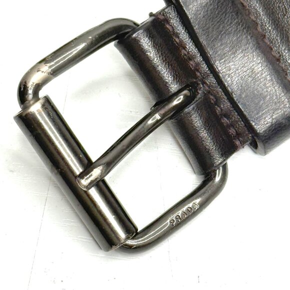 Prada Italy Leather Buckle Waist Belt Womens 28 / 70 Black Authentic - Picture 5 of 5